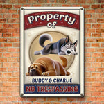 Custom Pet Name Sleeping Dog Property Sign for Dog Lovers - Personalized Metal Sign