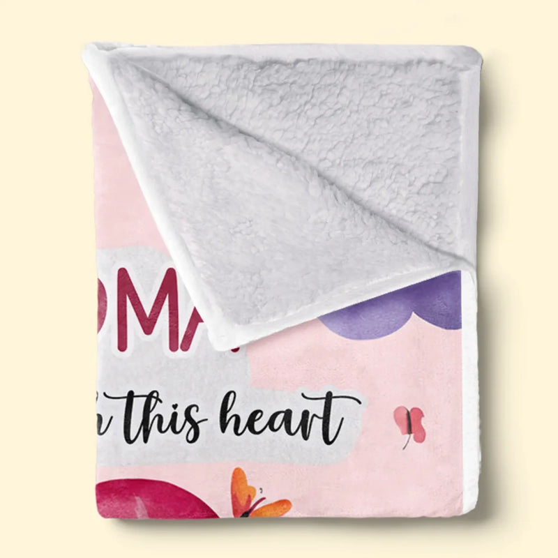 Grandma’s Heart Beats In Mine Forever - Family Personalized Custom Blanket - Gift For Mom, Grandma