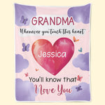 Grandma’s Heart Beats In Mine Forever - Family Personalized Custom Blanket - Gift For Mom, Grandma