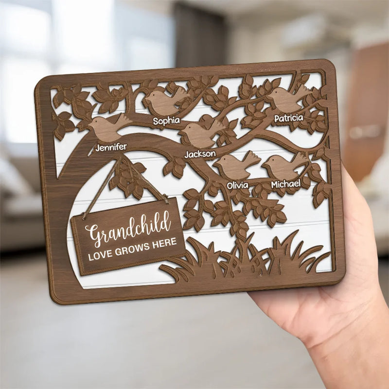 Grandma’s Love Is The Sweetest Gift - Family Personalized Custom 2-Layered Wooden Plaque With Stand - Gift For Mom, Grandma