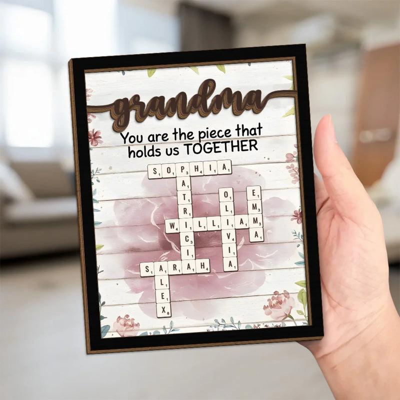 Grandmas Are The Glue That Holds Families Together - Family Personalized Custom 2-Layered Wooden Plaque With Stand - Mother's Day Gift For Mom, Grandma