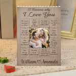 Custom Photo 12 Reasons Why I Love You - Couple Personalized Custom Vertical Rectangle Shaped Building Brick Blocks - Gift For Husband Wife, Anniversary