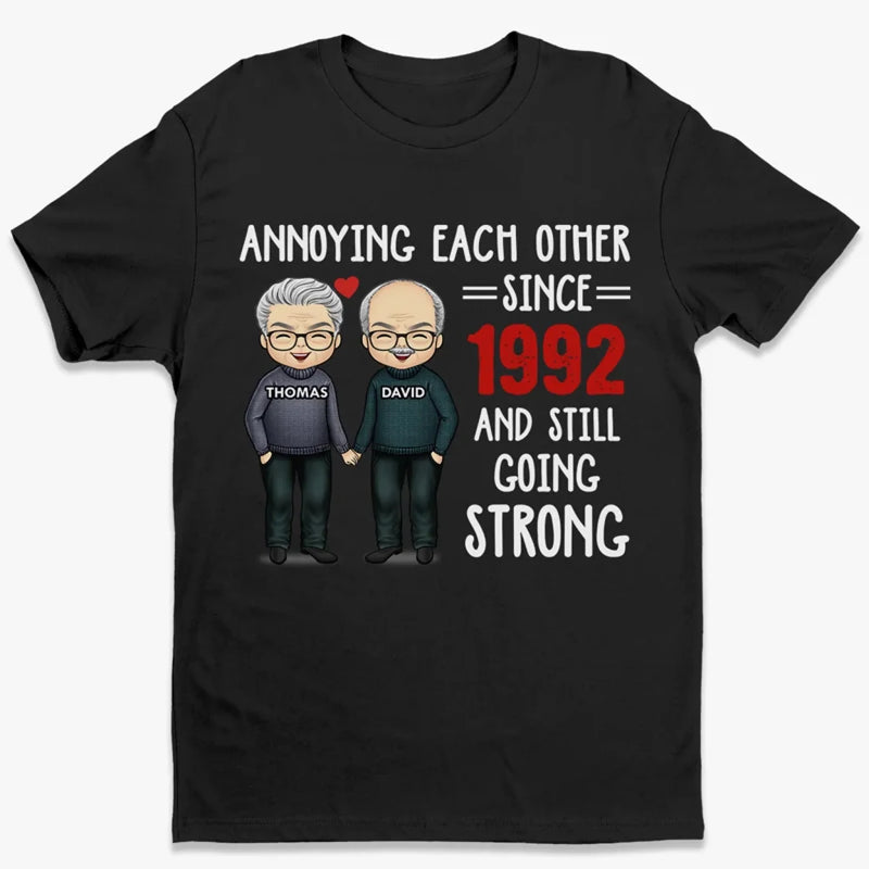 Annoying Each Other Since - Couple Personalized Custom Unisex T-shirt, Premium T-shirt, Hoodie - Gift For Husband Wife, Anniversary