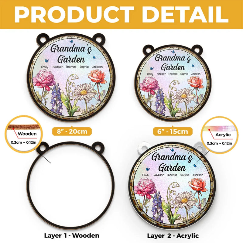 A Grandma’s Love Makes Life Sweeter - Family Personalized Window Hanging Suncatcher - Gift For Grandma