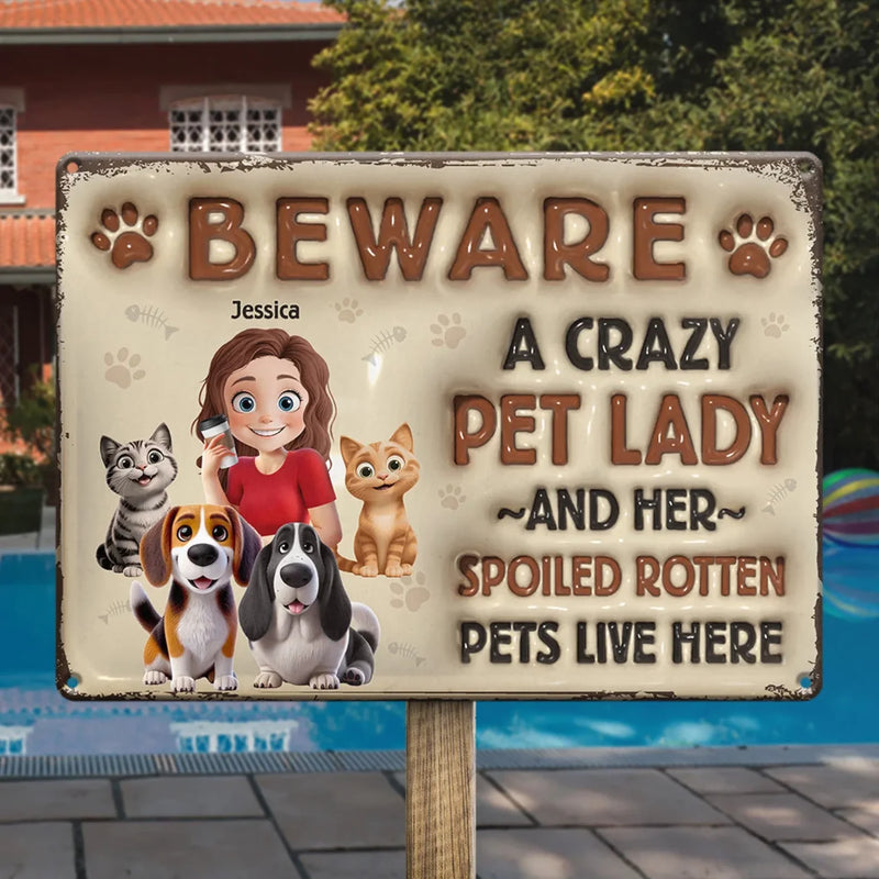 Paws, Whiskers, And Unconditional Love - Dog & Cat Personalized Custom 3D Inflated Effect Printed Home Decor Metal Sign - House Warming Gift For Pet Owners, Pet Lovers
