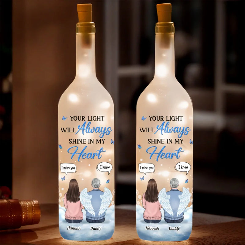 You Live On In The Love And Memories We Shared - Memorial Personalized Custom Bottle Lamp - Sympathy Gift For Family Members