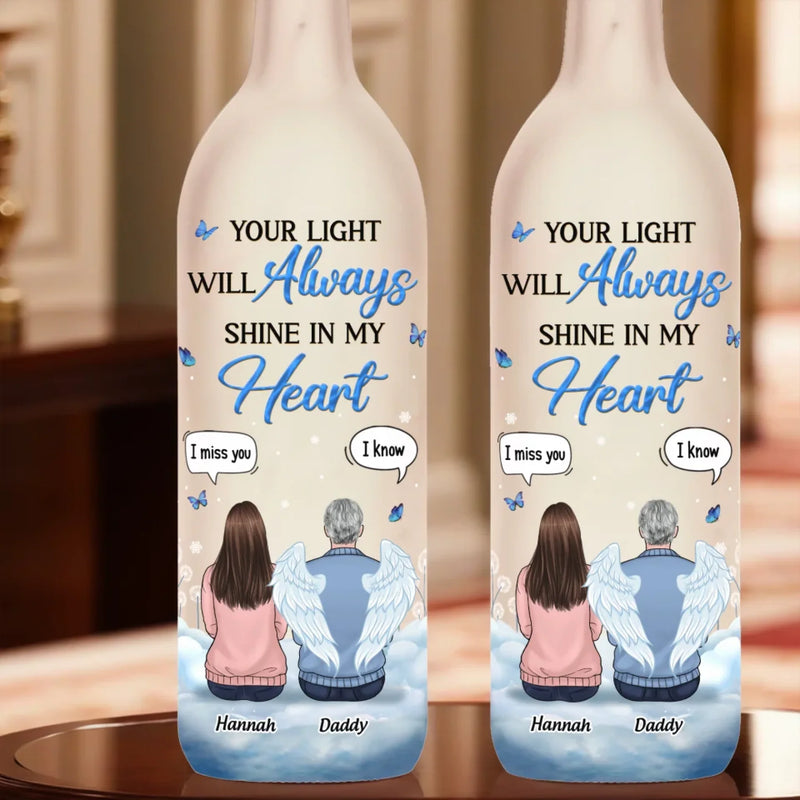 You Live On In The Love And Memories We Shared - Memorial Personalized Custom Bottle Lamp - Sympathy Gift For Family Members