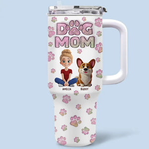 Ronronnements et remue-ménage, mon bonheur quotidien ! Gobelet en acier inoxydable personnalisé avec poignée, effet gonflé 3D, imprimé, 1 134 g, pour chiens et chats ! Cadeau pour propriétaires et amoureux des animaux.
