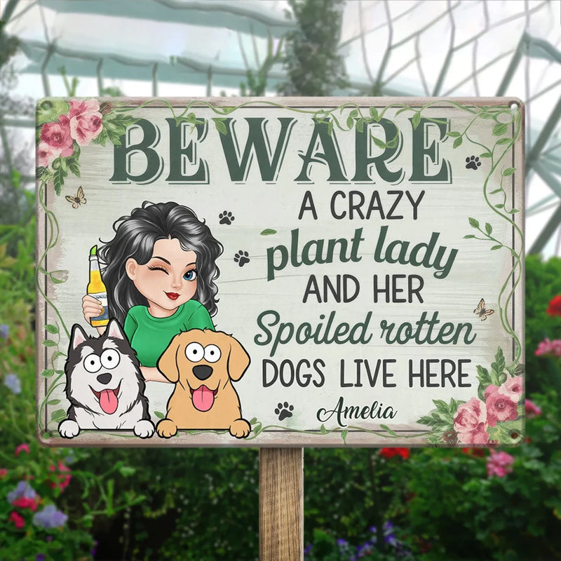 My Happy Place - Dog Personalized Custom Home Decor Metal Sign - House Warming Gift For Dog Lovers, Gardeners