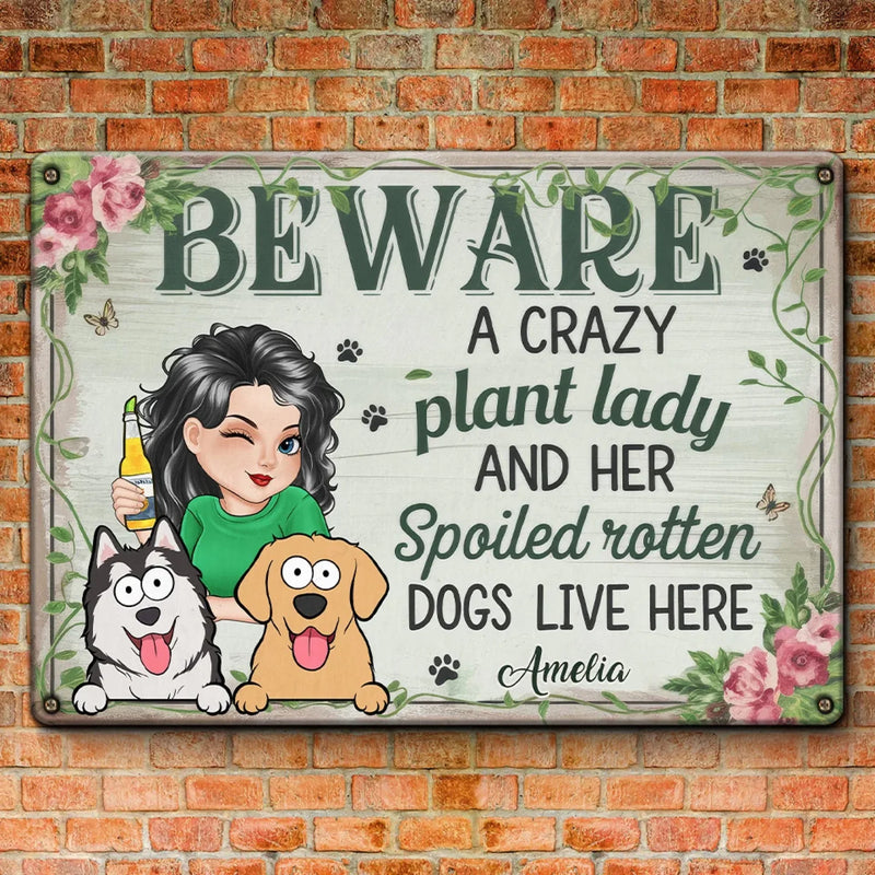 My Happy Place - Dog Personalized Custom Home Decor Metal Sign - House Warming Gift For Dog Lovers, Gardeners