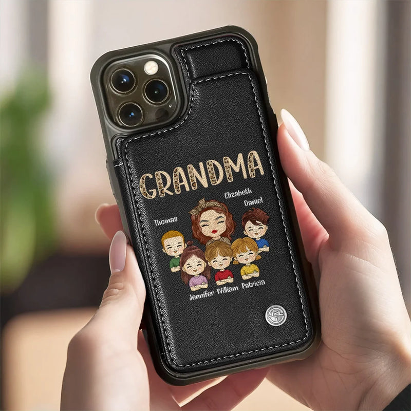 Behind Every Happy Family Is A Mother Who Gives Her All - Family Personalized Custom Leather Flip Wallet Phone Case - Mother's Day Gift For Mom, Grandma