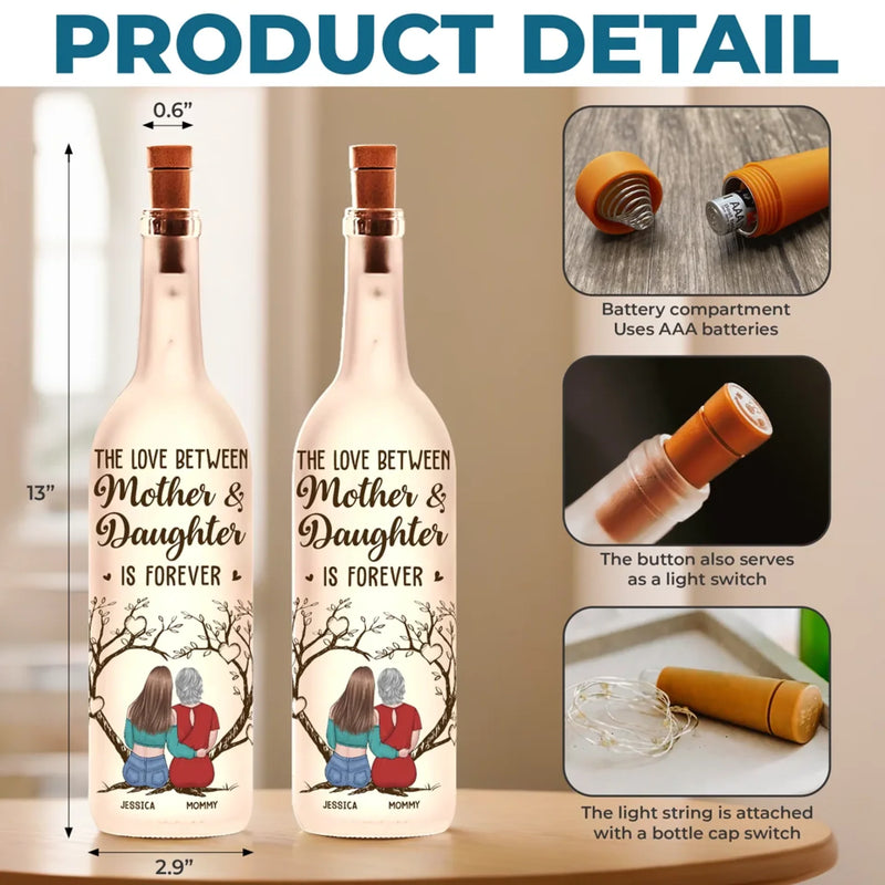 A Bond Built On Laughter, Love - Family Personalized Custom Bottle Lamp - Gift For Mom, Daughter