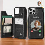 Custom Photo The Call I Wish I Could Take - Memorial Personalized Custom Leather Flip Wallet Phone Case - Sympathy Gift For Dad