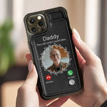 Custom Photo The Call I Wish I Could Take - Memorial Personalized Custom Leather Flip Wallet Phone Case - Sympathy Gift For Dad