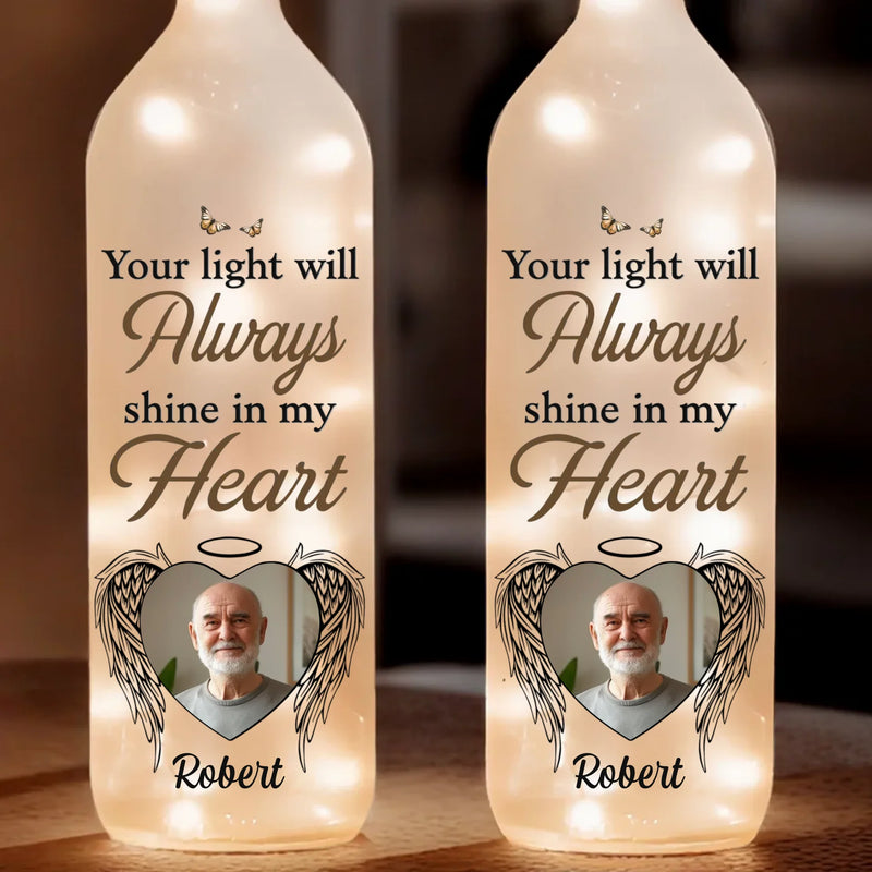 Custom Photo Together In Every Step You Take - Memorial Personalized Custom Bottle Lamp - Sympathy Gift For Family Members