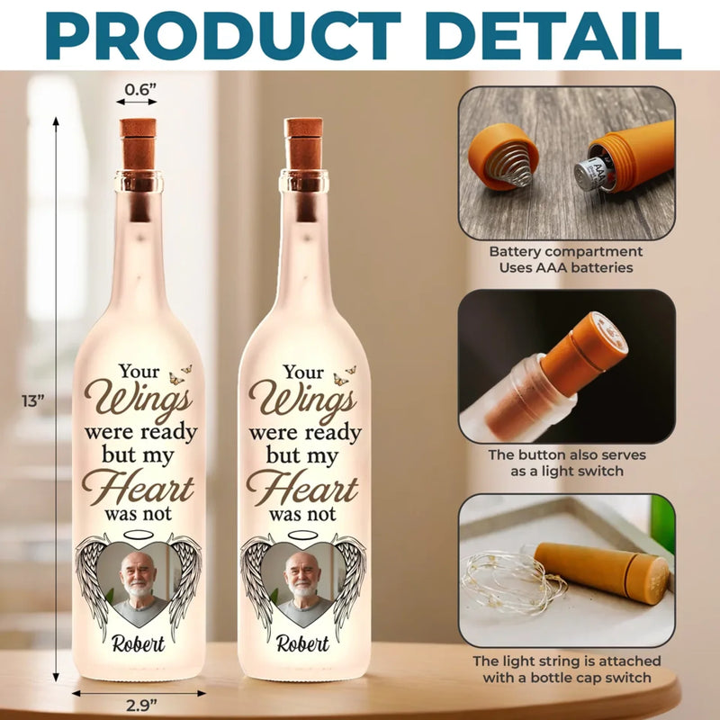 Custom Photo Together In Every Step You Take - Memorial Personalized Custom Bottle Lamp - Sympathy Gift For Family