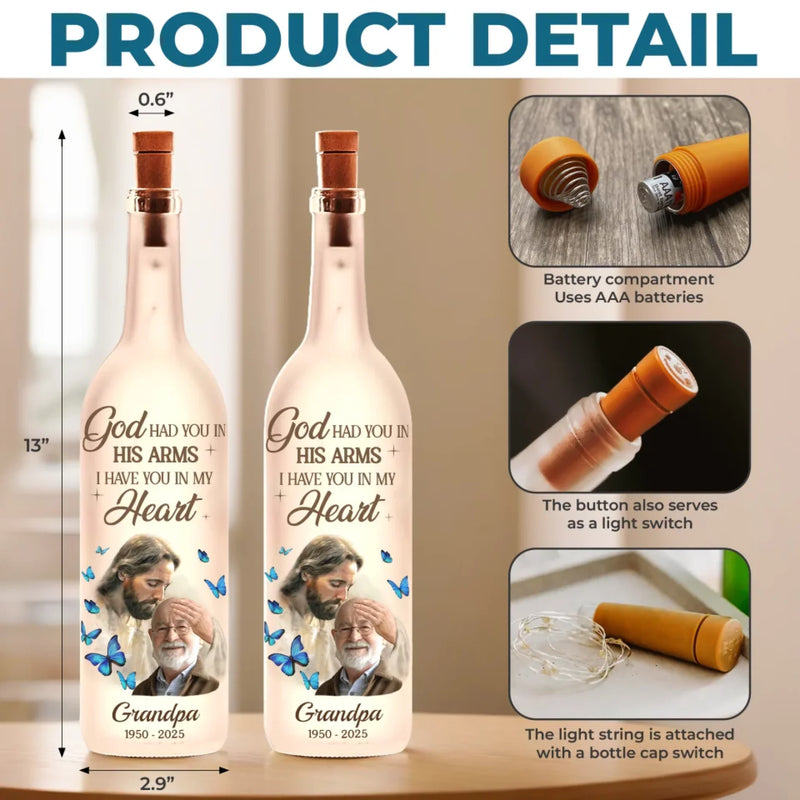 Custom Photo We’re With You Every Step Of The Way - Memorial Personalized Custom Bottle Lamp - Sympathy Gift For Family Members