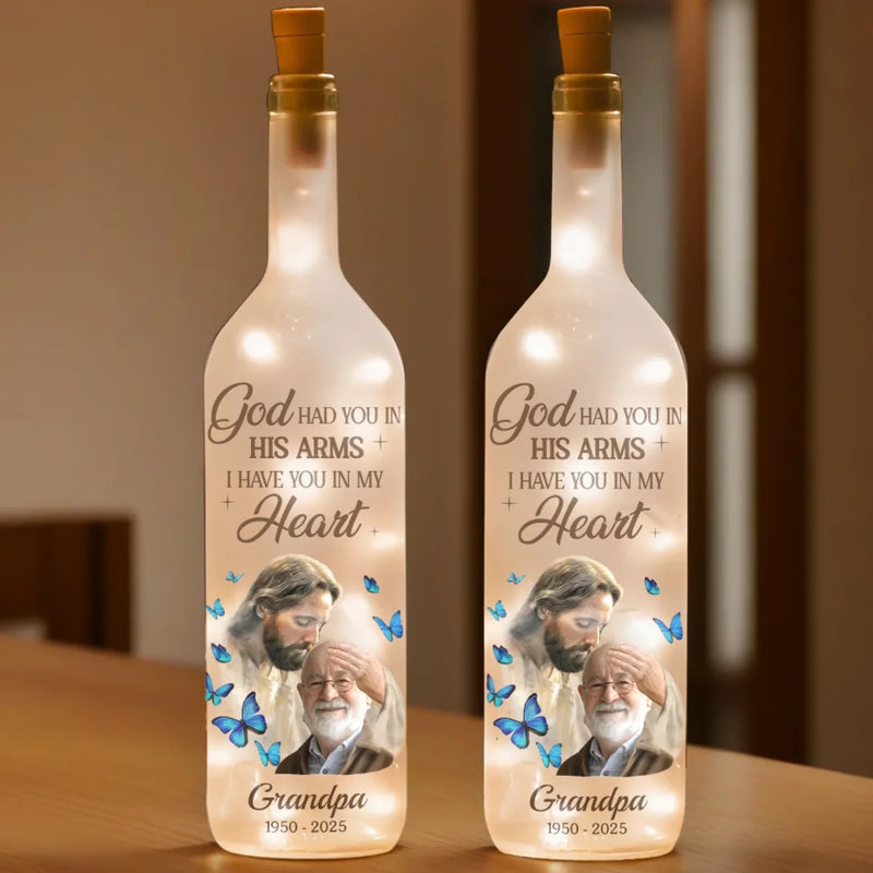 Custom Photo We’re With You Every Step Of The Way - Memorial Personalized Custom Bottle Lamp - Sympathy Gift For Family Members