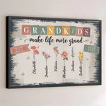 Grandkids Make The World Brighter - Family Personalized Custom Horizontal Poster - Gift For Mom, Grandma