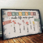 Grandkids Make The World Brighter - Family Personalized Custom Horizontal Poster - Gift For Mom, Grandma