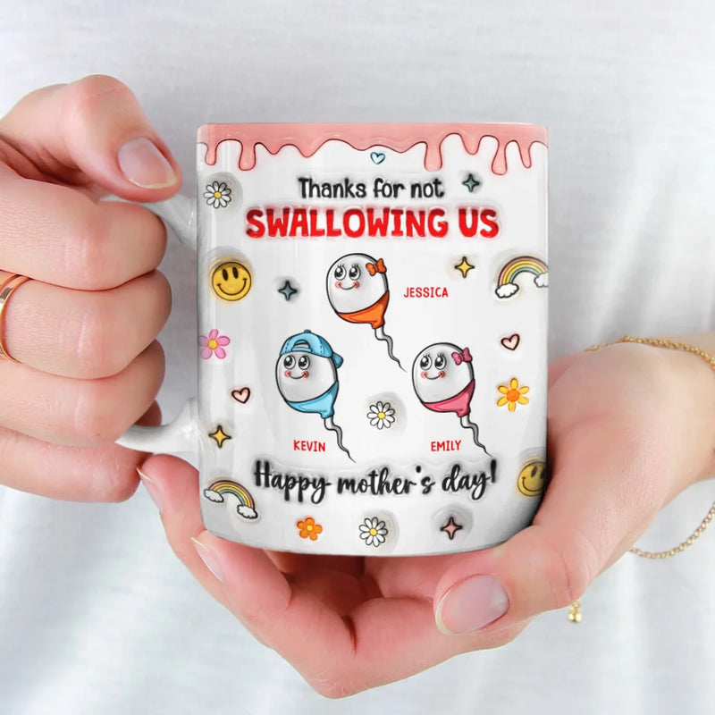 Mom By Heart, Not Just By Blood - Family Personalized Custom 3D Inflated Effect Printed Mug - Mother's Day Gift For Mom, Grandma