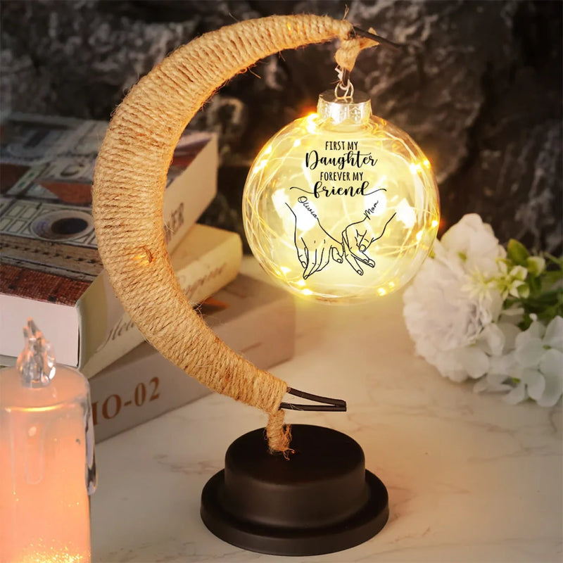 First My Mother Forever My Friend - Family Personalized Custom Moon Lamp Light - Gift For Mom, Daughter