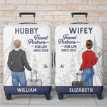 Travel Far, Love Deep - Travel Personalized Custom Luggage Cover - Summer Vacation Gift For Adventure Travel Lovers, Husband Wife, Anniversary
