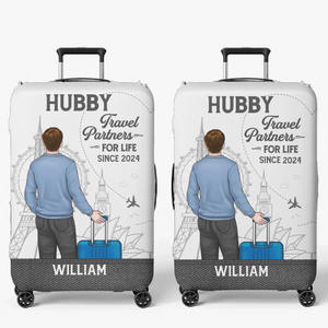 Voyagez loin, aimez profondément - Housse de bagage personnalisée - Cadeau de vacances d'été pour les amoureux de voyages d'aventure, mari et femme, anniversaire