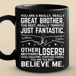 No Matter The Distance, Siblings Are Bound By Heart - Family Personalized Custom Black Mug - Gift For Family Members, Siblings, Brothers, Sisters