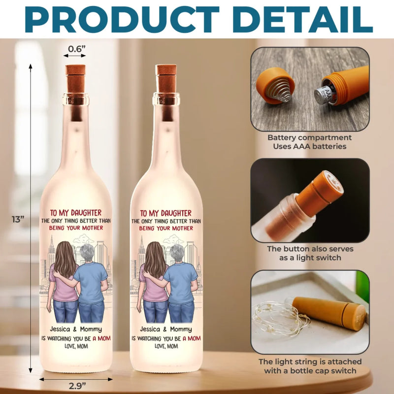 Behind Every Strong Daughter Is A Truly Amazing Mom - Family Personalized Custom Bottle Lamp - Gift For Daughter, Mom