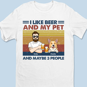 J'aime la bière et mon animal de compagnie - T-shirt unisexe personnalisé pour chien et chat, t-shirt premium, sweat à capuche - Cadeau de Noël pour les propriétaires et les amoureux des animaux
