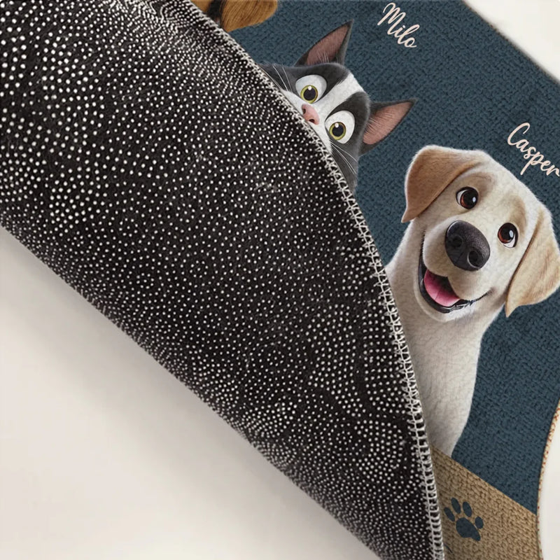 Pets Fill Our Hearts - Dog & Cat Personalized Custom Home Decor Decorative Mat - House Warming Gift For Pet Owners, Pet Lovers