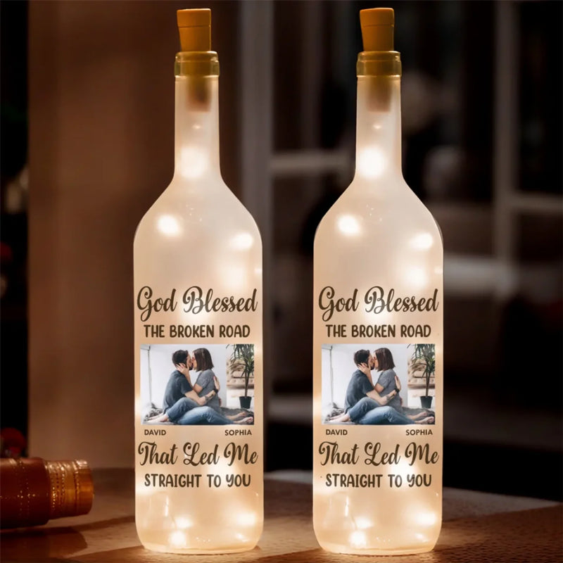 That Led Me Straight To You - Couple Personalized Custom Bottle Lamp - Gift For Husband Wife