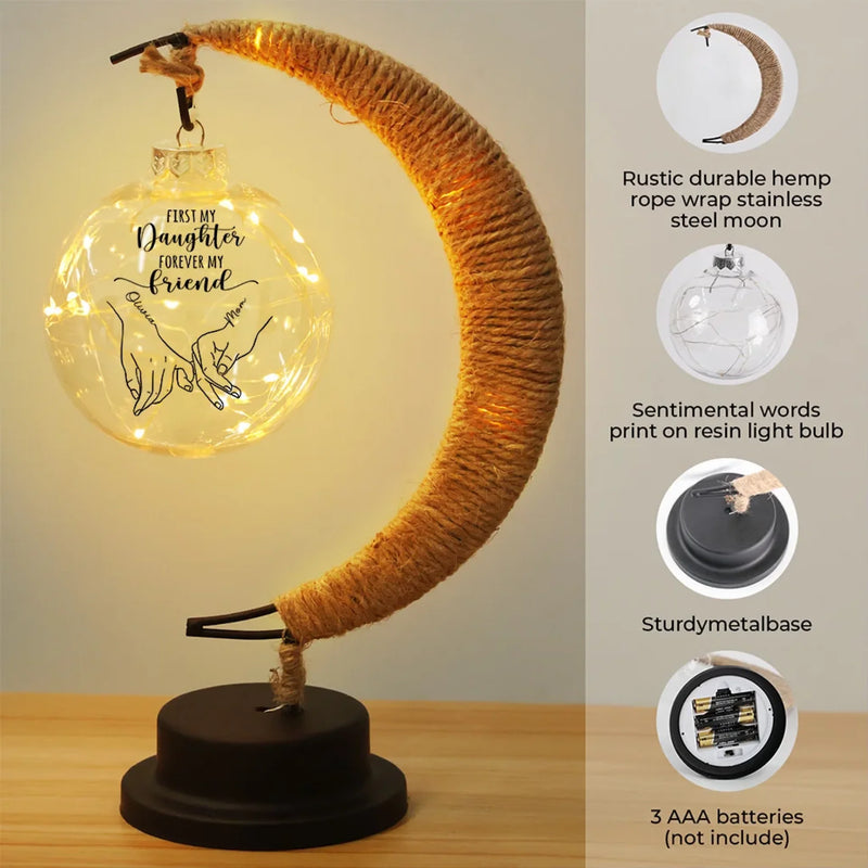 First My Mother Forever My Friend - Family Personalized Custom Moon Lamp Light - Gift For Mom, Daughter
