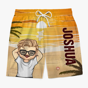 Amour d'été, aventure sans fin - Short de plage hawaïen personnalisé et amusant pour homme - Cadeau de vacances d'été pour mari et femme, anniversaire
