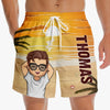 Amour d'été, aventure sans fin - Short de plage hawaïen personnalisé et amusant pour homme - Cadeau de vacances d'été pour mari et femme, anniversaire