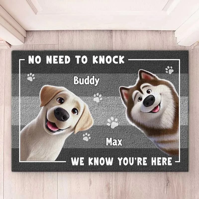 No Need To Knock, The Dog Already Alerted Me - Dog Personalized Custom Home Decor Decorative Mat - House Warming Gift For Pet Owners, Pet Lovers
