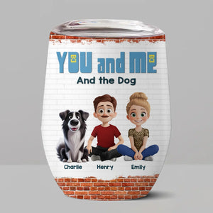 Juste toi, moi et mes amis à quatre pattes - Verre à vin personnalisé pour couple - Cadeau pour mari, femme, anniversaire, propriétaires d'animaux, amoureux des animaux