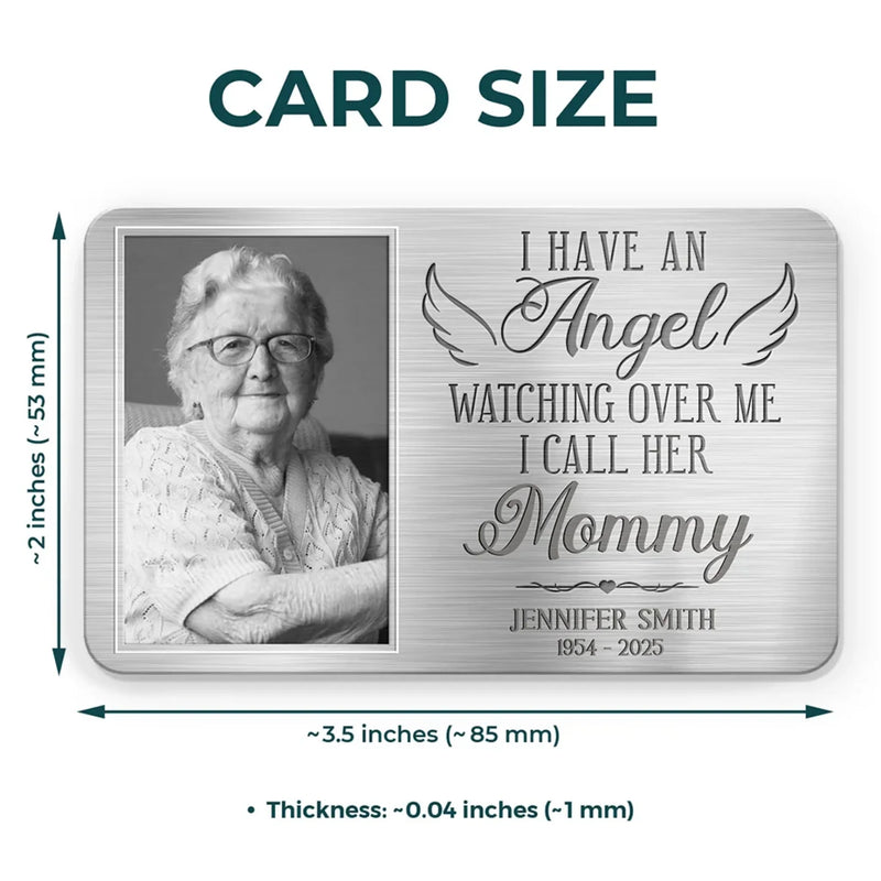 Custom Photo Gone But Never Far From My Heart - Memorial Personalized Custom Aluminum Wallet Card - Sympathy Gift For Mom, Grandma