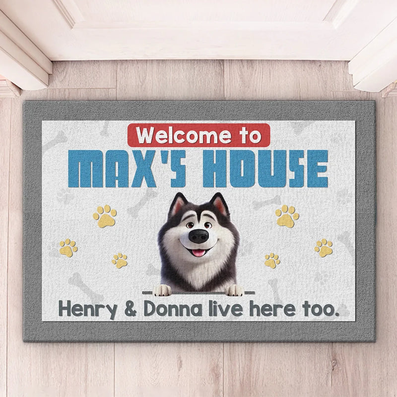 Welcome To My Home, My Human Just Lives Here - Dog Personalized Custom Home Decor Decorative Mat - House Warming Gift For Pet Owners, Pet Lovers