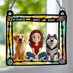 Less Stress When I'm With You - Dog & Cat Personalized Window Hanging Suncatcher - Gift For Dog Lovers, Cat Lovers