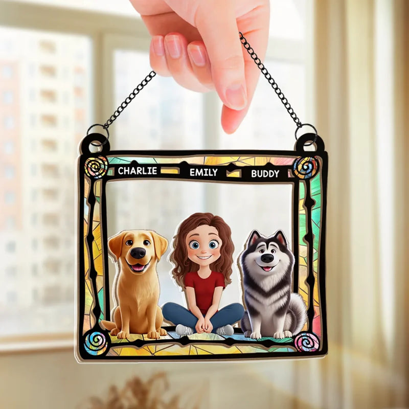Less Stress When I'm With You - Dog & Cat Personalized Window Hanging Suncatcher - Gift For Pet Owners, Pet Lovers
