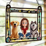 Less Stress When I'm With You - Dog & Cat Personalized Window Hanging Suncatcher - Gift For Dog Lovers, Cat Lovers