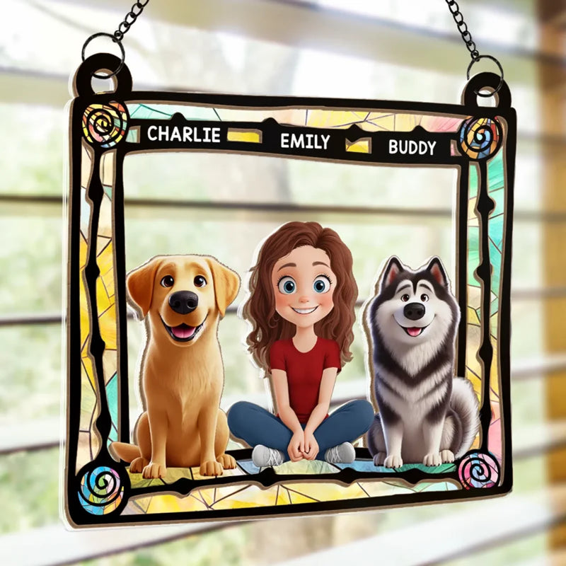 Less Stress When I'm With You - Dog & Cat Personalized Window Hanging Suncatcher - Gift For Pet Owners, Pet Lovers