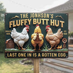 Last One In Is A Rotten Egg - Family Personalized Custom Home Decor Metal Sign - House Warming Gift For Chicken Lovers, Backyard Flock Owners, Gardeners