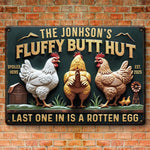 Last One In Is A Rotten Egg - Family Personalized Custom Home Decor Metal Sign - House Warming Gift For Chicken Lovers, Backyard Flock Owners, Gardeners
