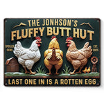 Last One In Is A Rotten Egg - Family Personalized Custom Home Decor Metal Sign - House Warming Gift For Chicken Lovers, Backyard Flock Owners, Gardeners