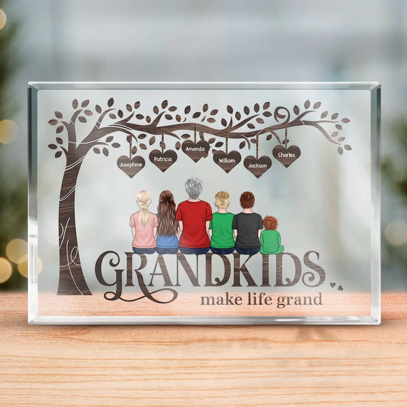 Grandma’s Love Is Forever - Family Personalized Custom Rectangle Shaped Acrylic Plaque - Gift For Mom, Grandma