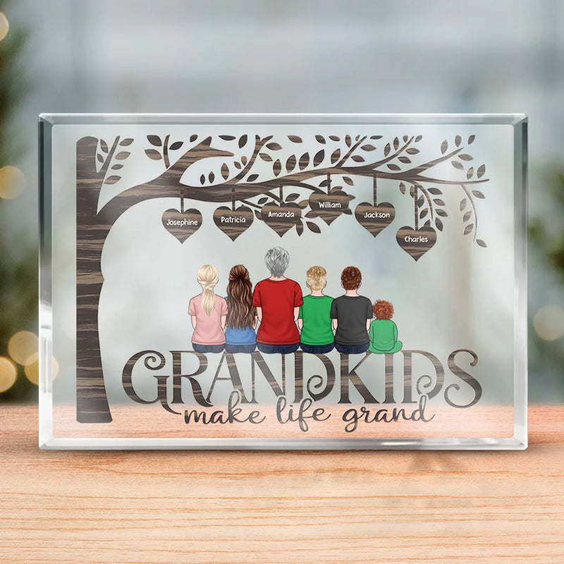 Her Love Lives In My Heart - Family Personalized Custom Rectangle Shaped Acrylic Plaque - Gift For Grandma, Grandpa