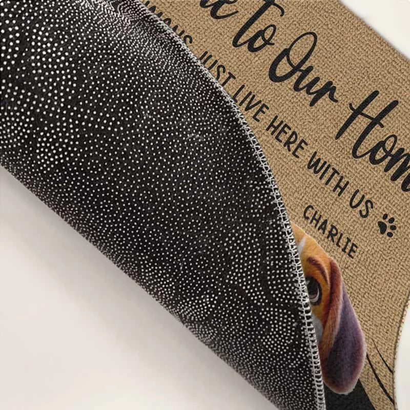 Our Home Runs On Love - Dog & Cat Personalized Custom Home Decor Decorative Mat - House Warming Gift For Pet Owners, Pet Lovers